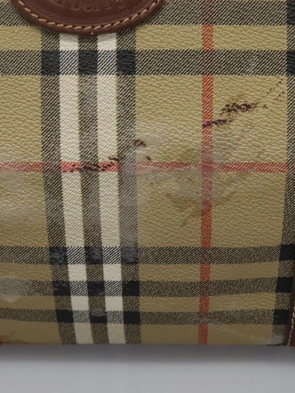 Burberrys Nova Check Boston Bag PVC 2way Beige Auth EC382 - Picture 10 of 16